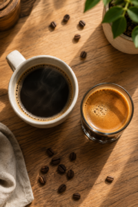 Americano vs long black comparison with preserved crema and brewing style