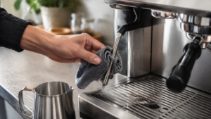 Cleaning an espresso machine steam wand after use