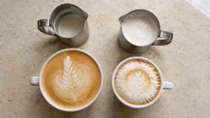 Latte vs cappuccino milk volume and foam texture