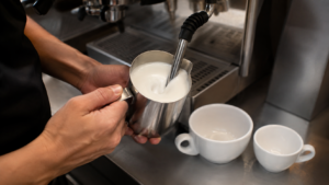 Steaming milk for latte and cappuccino