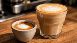 Macchiato vs latte comparing espresso to milk ratio and silky microfoam