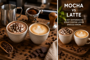 Mocha vs latte showing the differences between a chocolate mocha and a classic latte