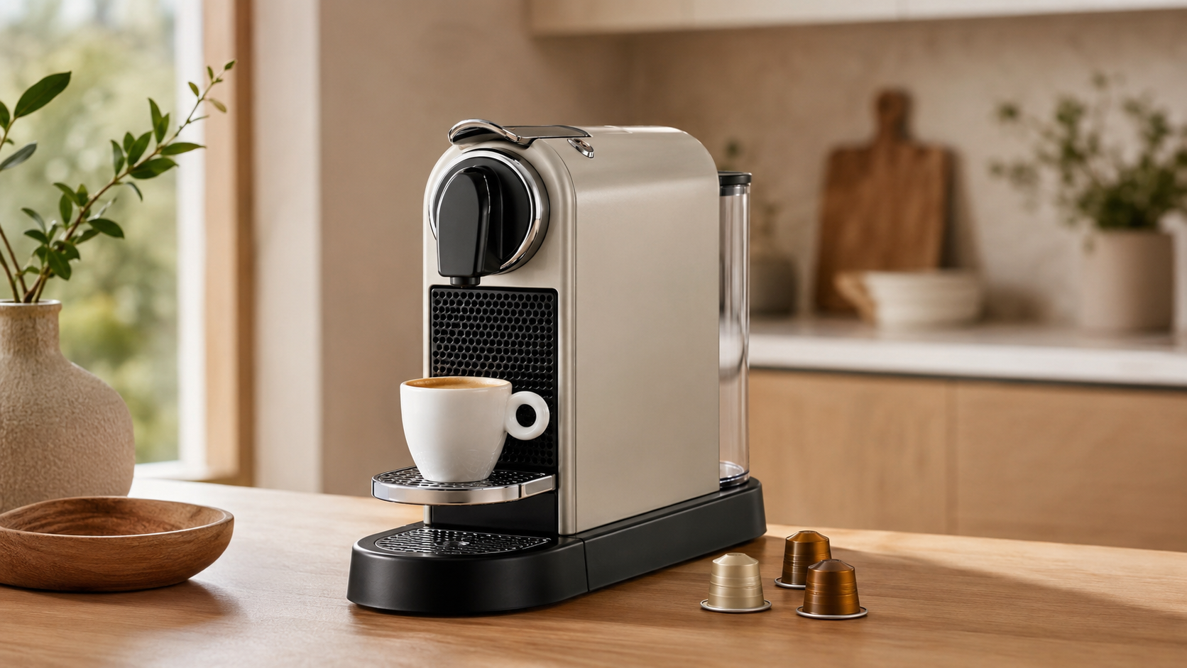 Nespresso CitiZ review showing a slim Original capsule espresso machine
