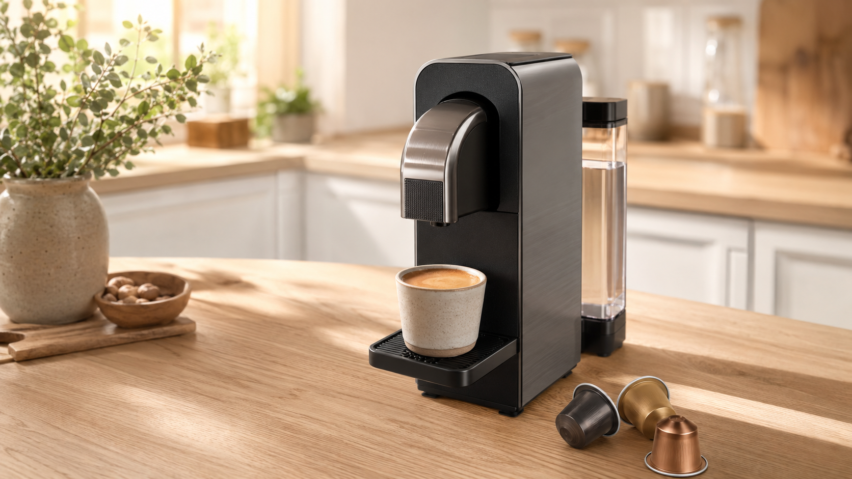 Nespresso U review featuring a compact Original Line capsule machine and espresso