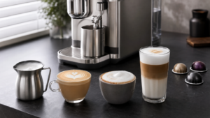 Nespresso Vertuo Creatista with flat white cappuccino and latte macchiato