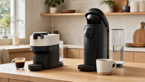 Nespresso Vertuo Pop vs VertuoPlus brewing head and water tank comparison
