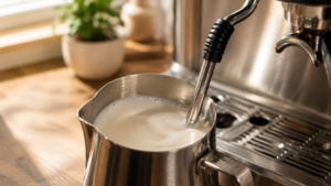 Steaming milk for how to make a latte at home using a steam wand
