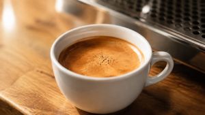 Golden crema on a freshly brewed espresso