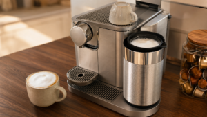 Nespresso Gran Maestria review showing the integrated Aeroccino and cup heater
