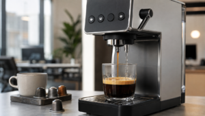 Nespresso Zenius review showing espresso and hot water preparing an Americano